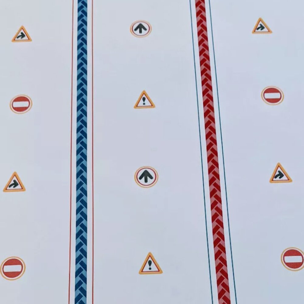 2 Double Rolls Traffic Signs Pre Pasted Vinyl Wallpaper Arrows Warning Signs